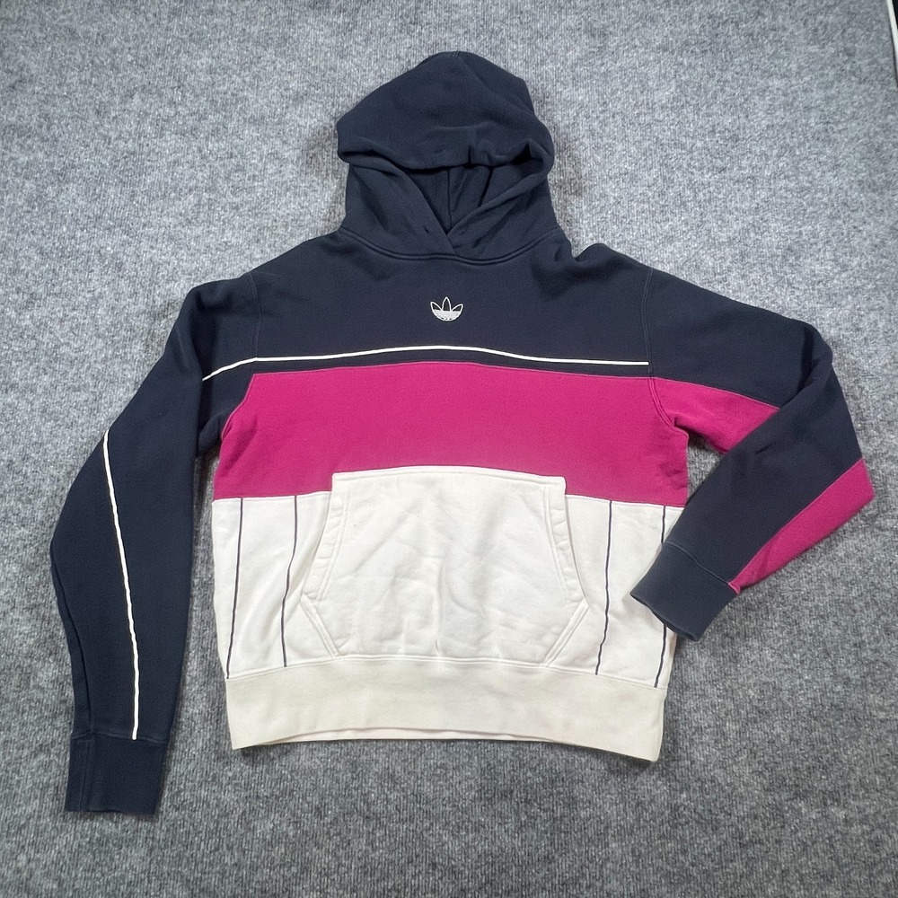 Adidas Pullover Hoodie Mens Medium Multicolor Colorblock Fleece Kangaroo Pockets